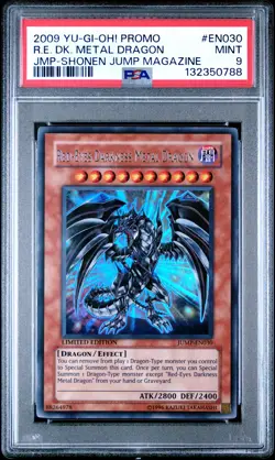 2009 YU-GI-OH! PROMO JMP-SHONEN JUMP RED-EYES DARKNESS METAL DRAGON PSA 9 - Image 1