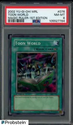 2002 Yu-Gi-Oh! MRL Magic Ruler 1st Edition #076 Toon World PSA 8 NM-MT - Image 1