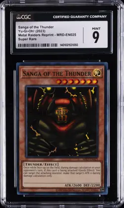 2023 YU-GI-OH! METAL RAIDERS REPRINT SUPER RARE SANGA OF THE THUNDER CGC 9 - Image 1