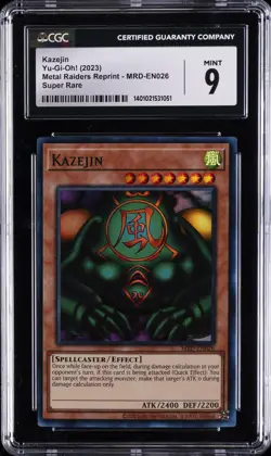 2023 YU-GI-OH! METAL RAIDERS REPRINT SUPER RARE #MRD-EN026 KAZEJIN CGC 9 - Image 1