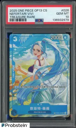 2025 One Piece Chinese OP13 #026 Nefertari Vivi Treasure Rare PSA 10 GEM MINT - Image 1