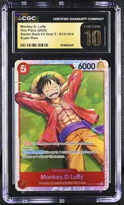 CGC 10 PRISTINE ENGLISH One Piece Monkey D Luffy EX Gear 5 ST21-014 Super Rare - Image 1