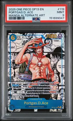 2025 ONE PIECE CARRYING ON HIS WILL MANGA ALT ART #119 PORTGAS D. ACE PSA 9 - Image 1