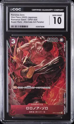 2022 ONE PIECE JAPANESE ROMANCE DAWN SUPER RARE ALT ART RORONOA ZORO CGC 10 - Image 1
