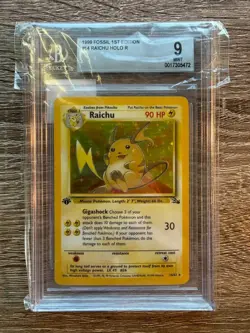 Pokemon 1st Edition Raichu 14/62 Fossil Holo TCG Card BGS 9 (not CGC PSA) First - Image 1