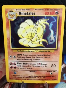 Ninetales 12/102 Holo Base Set WOTC 1999 LP Vintage Pokemon Card - Image 1