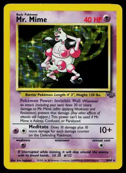 Pokemon Card - Mr. Mime Jungle 6/64 Holo Unlimited Holo Rare - Image 1
