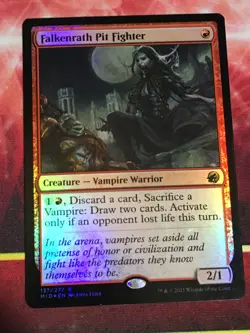 C6631 MTG MAGIC INNISTRAD MIDNIGHT HUNT FALKENRATH PIT FIGHTER #137 FOIL LP RARE - Image 1