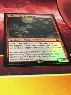 C6631 MTG MAGIC INNISTRAD MIDNIGHT HUNT FALKENRATH PIT FIGHTER #137 FOIL LP RARE - Image 2