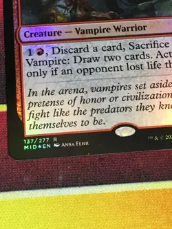 C6631 MTG MAGIC INNISTRAD MIDNIGHT HUNT FALKENRATH PIT FIGHTER #137 FOIL LP RARE - Image 4