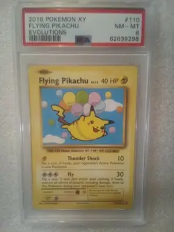 2016 Pokemon XY Evolutions FLYING PIKACHU 110/108 SECRET RARE PSA 8 NM-MT - Image 1