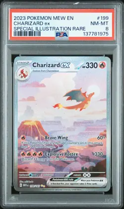 2023 POKEMON MEW EN-151 SPECIAL ILLUSTRATION RARE #199 CHARIZARD EX PSA 8 - Image 1