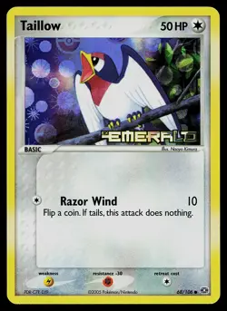Pokemon Card - Taillow Emerald 68/106 Reverse Holo Common Stamped - Image 1