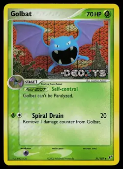 Pokemon Card - Golbat Deoxys 31/107 Uncommon Reverse Holo STAMPED - Image 1