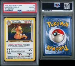 1999 POKEMON FOSSIL 1ST ED #4 DRAGONITE-HOLO PSA 8 Video Included - Image 3