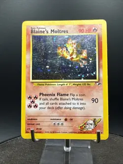 Blaine’s Moltres 1/132 Holo Gym Heroes Vintage Pokemon - Image 3