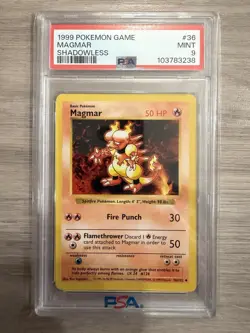 1999 Pokemon Shadowless Magmar PSA 9 Mint #36 Base Set - Image 1