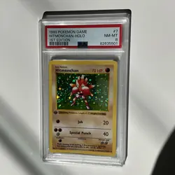 1999 POKEMON BASE SET 1ST EDITION #7 HITMONCHAN-HOLO PSA 8 VIDEO INCLUDED - Image 1