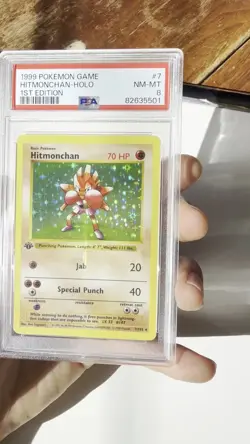 1999 POKEMON BASE SET 1ST EDITION #7 HITMONCHAN-HOLO PSA 8 VIDEO INCLUDED - Image 2