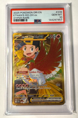 PSA 10 ETHAN'S HO-OH EX #239 HYPER RARE GOLD 2025 POKEMON DRI EN PSA GEM MT 10 - Image 1
