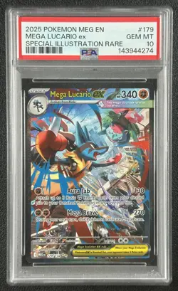 MEGA LUCARIO EX PSA 10 2025 POKEMON MEGA EVOLUTION #179/132 SIR GEM 4274 - Image 1