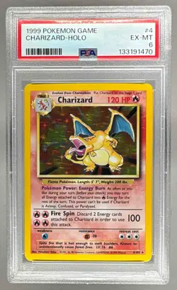 133191470 Charizard 1999 Pokemon Unlimited #4 Rare Holo PSA 6 - Image 1