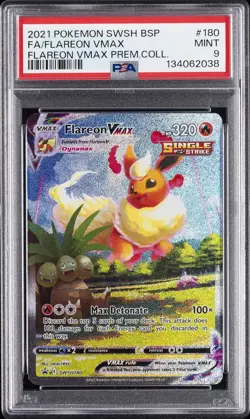 2021 POKEMON SWSH BLACK STAR PROMO #180 FULL ART/FLAREON VMAX PSA 9 - Image 1