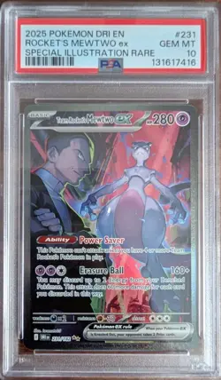 Pokemon 2025 Team Rocket's Mewtwo ex 231/182 SIR Destined Rivals GEM MINT PSA 10 - Image 1