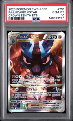 PSA 10 LUCARIO VSTAR SWSH291 BLACK STAR PROMO CROWN ZENITH ETB POKEMON 😍 - Image 1