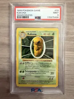 1999 Pokemon Shadowless Kakuna PSA 9 Mint #33 Base Set - Image 1