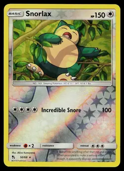 Pokemon Hidden Fates 50/68 Snorlax Reverse Holo LP-NM - Image 1