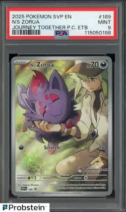 2025 Pokemon SVP EN Journey Together P.C ETB #189 N's Zorua PSA 9 MINT - Image 1
