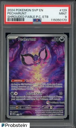 2024 Pokemon Scarlet & Violet EN #129 Pecharunt Shrouded Fable P.C. ETB PSA 9 - Image 1