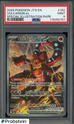 2025 Pokemon JTG EN #182 Volcanion ex Special Illustration Rare PSA 9 MINT - Image 1