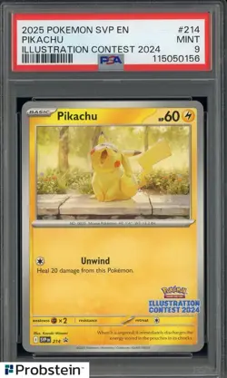 2025 Pokemon Scarlet & Violet Promo #214 Pikachu Illustration Contest 2024 PSA 9 - Image 1