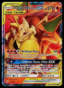 Pokemon Card - Charizard & Braixen GX Cosmic Eclipse 22/236 Ultra Rare - Image 1