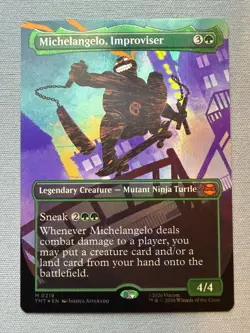 Michelangelo, Improviser (Borderless) *FOIL* NM - MTG TMNT TMT #219 - Image 1