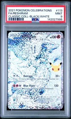 7986 Reshiram 2021 Pokemon Sword & Shield Celebrations #113 Classic PSA 9 - Image 1