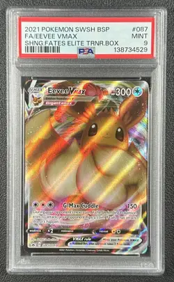 EEVEE VMAX PSA 9 2021 POKEMON SWSH BSP #SWSH087 FULL ART FA SHINING FATES ETB 29 - Image 1
