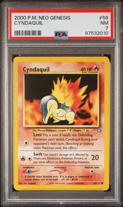 Pokemon TCG Cyndaquil 56 Neo Genesis NM PSA 7 2000 - Image 1
