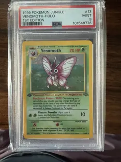 Pokemon TCG 1999 Jungle Venomoth 13/64 1st Edition Holo Rare PSA 9 - Image 1