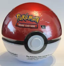Pokemon TCG Standard PokeBall Tin Pack NEW 3 Booster Packs + 2 Stickers - Image 1