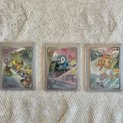 Pokemon First Partner Illustration Rare Turtwig Chimchar Piplup 30th Anniversary - Image 1