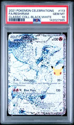 7985 Reshiram 2021 Pokemon Sword & Shield Celebrations #113 Classic PSA 10 - Image 1