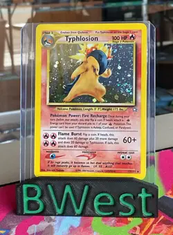 Typhlosion NM LP Holo Bleed Holo Swirl 17 Neo Genesis 2000 Pokemon TCG Vintage - Image 1