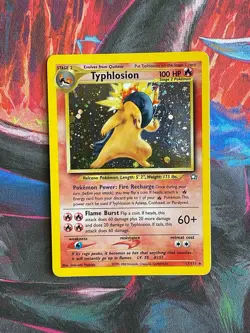 Typhlosion NM LP Holo Bleed Holo Swirl 17 Neo Genesis 2000 Pokemon TCG Vintage - Image 2