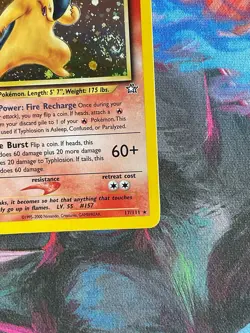 Typhlosion NM LP Holo Bleed Holo Swirl 17 Neo Genesis 2000 Pokemon TCG Vintage - Image 5