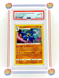 Lucario Holo Brilliant Stars Prerelease Stamp PSA 10 Gem Mint #186 Pokemon TCG - Image 1
