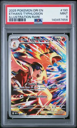 2025 POKEMON DRI EN-DESTINED RIVALS ILLUSTRATION RARE ETHAN'S TYPHLOSION PSA 9 - Image 1