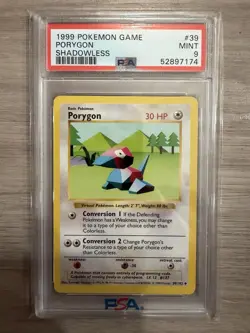1999 Pokemon Shadowless Porygon PSA 9 Mint #39 Base Set - Image 1